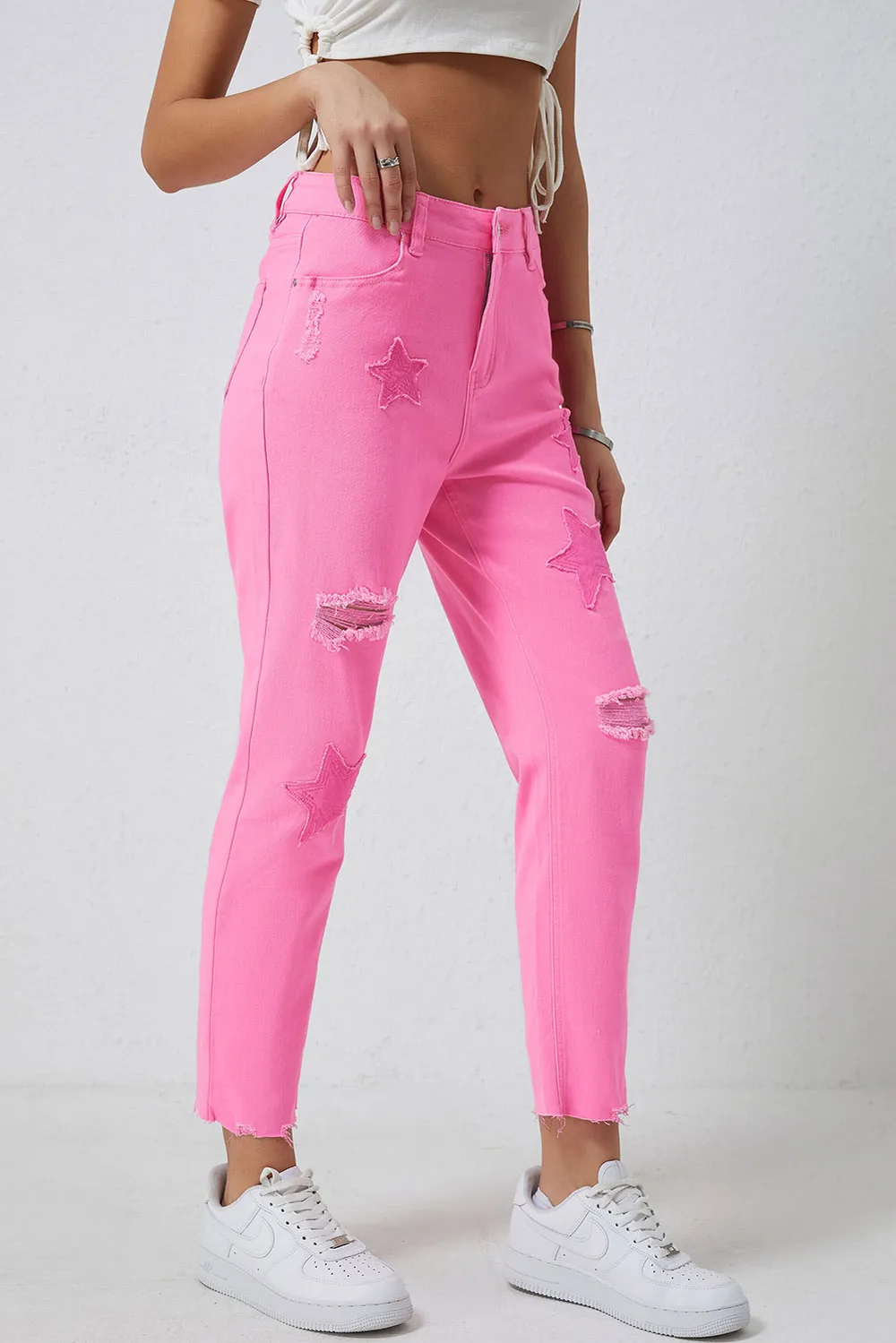 Star Raw Hem Distressed Jeans, image 6