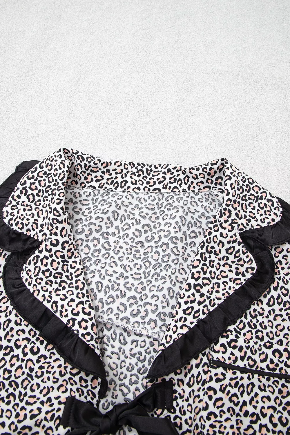 Leopard Print Bow Knot Patchwork Long Sleeve Lounge Set, image 7