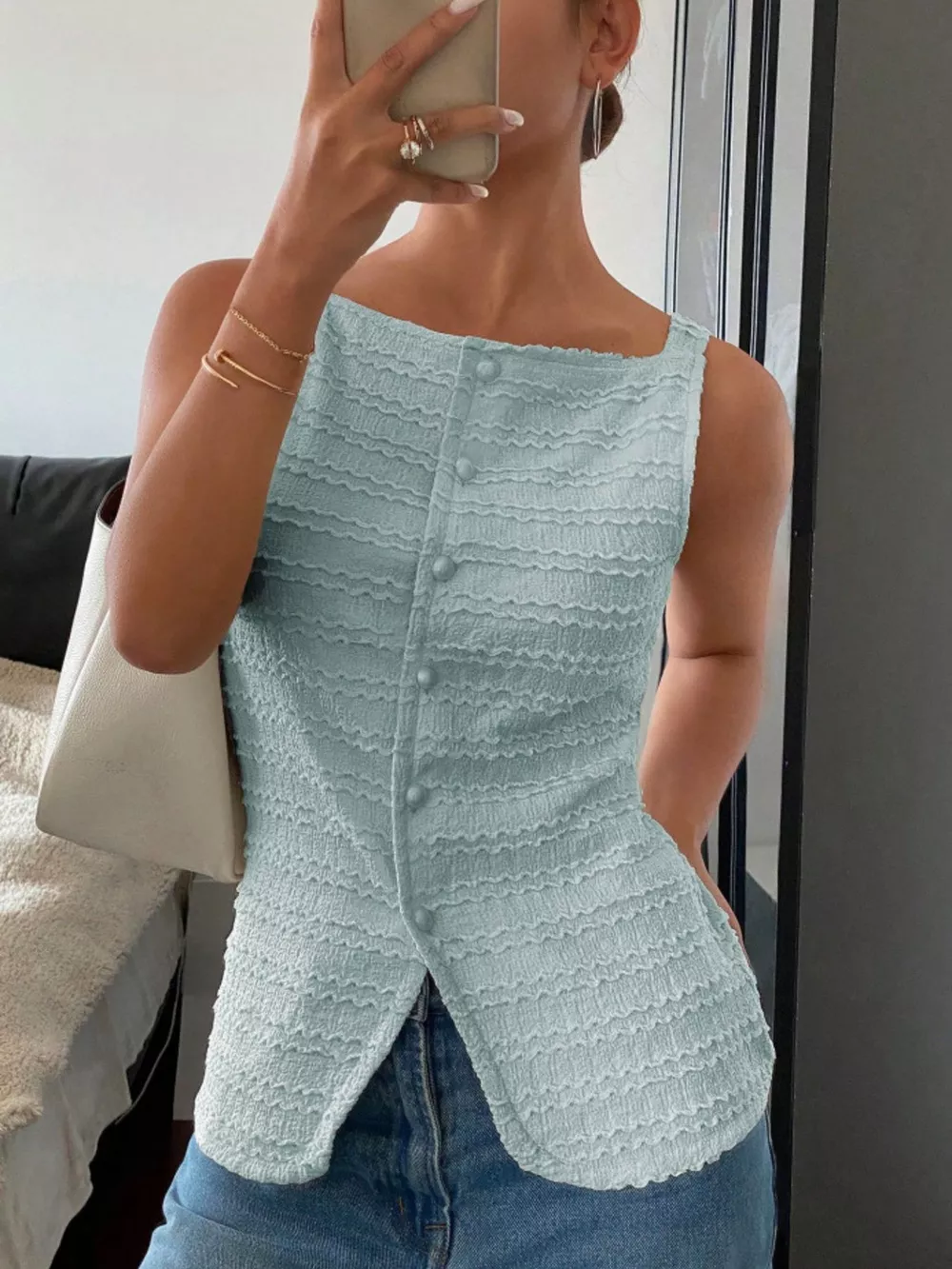 Textured Button-Front Tank, image 21