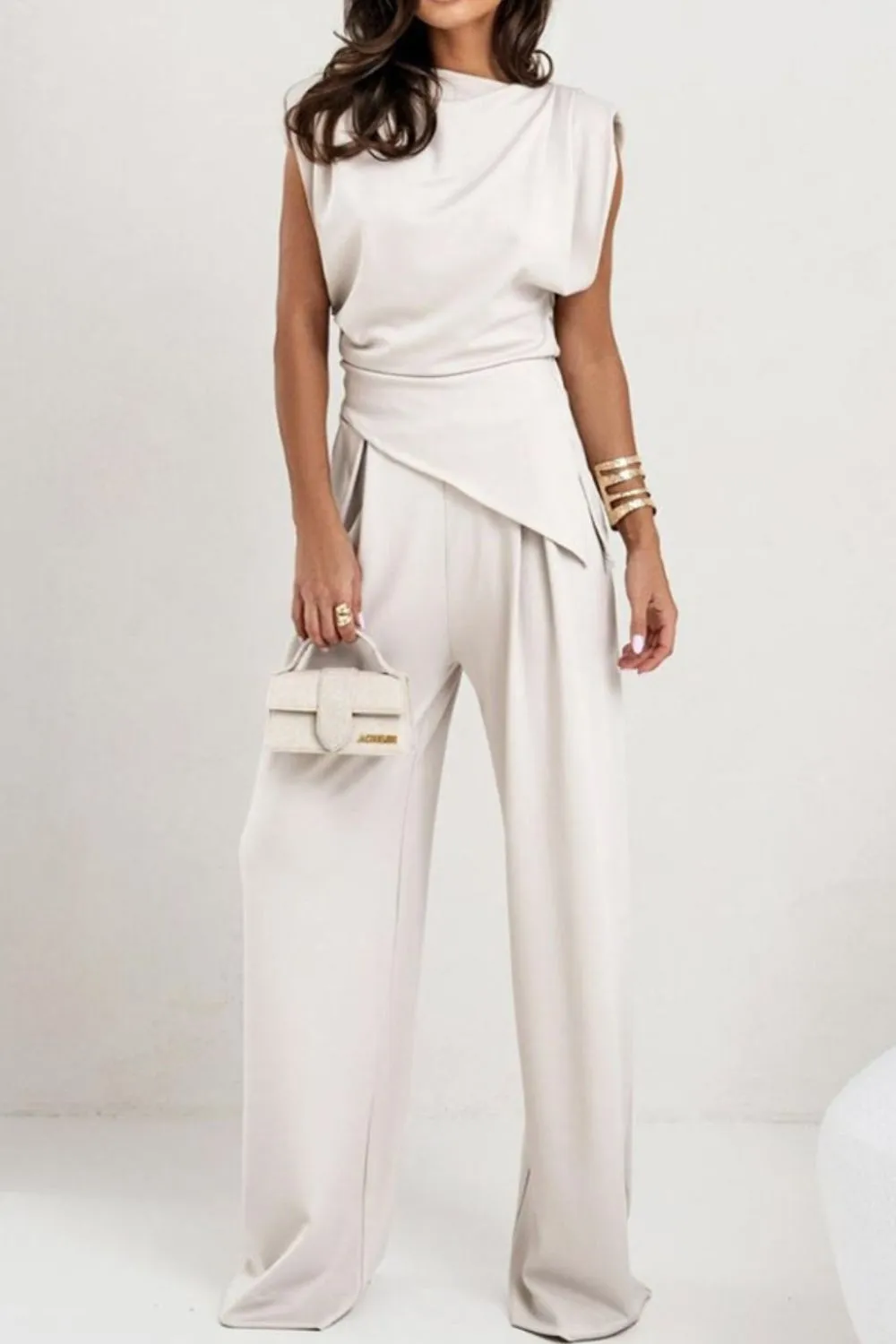 Round Neck Top and Pants Set, image 9