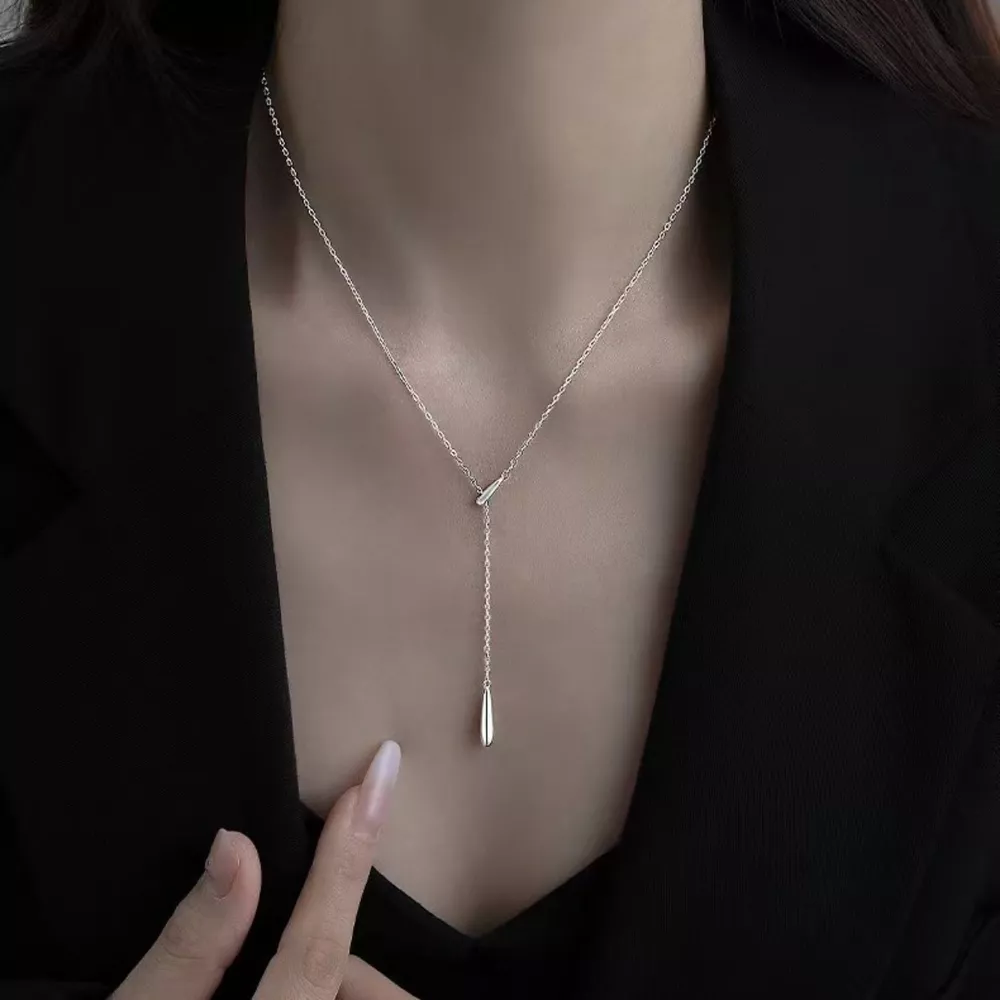 925 Sterling Silver Y-Shaped Pendant Necklace, image 5