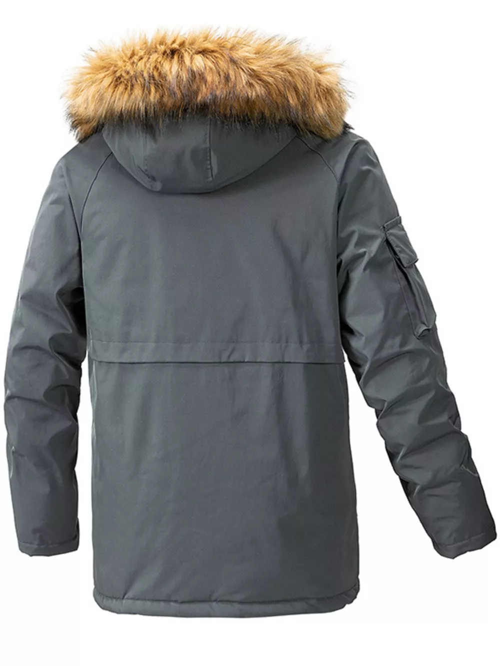 Men's Plus Size Fur Hooded Winter Parka Coat, image 3