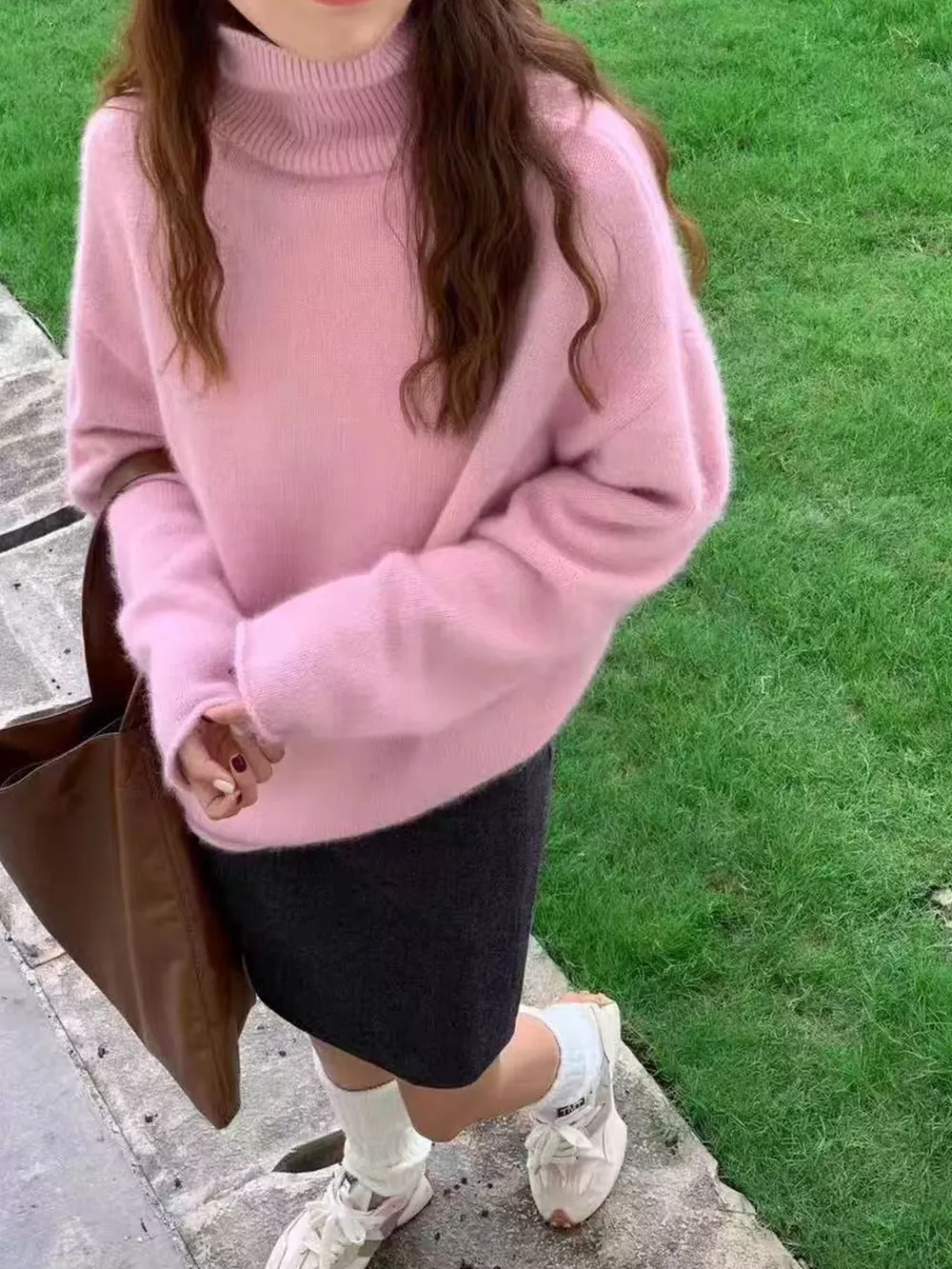 Turtleneck Dropped Shoulder Sweater