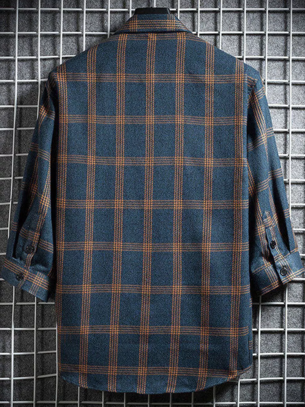 Men's Plus Size Casual Plaid 3/4 Sleeve Shirt, image 3