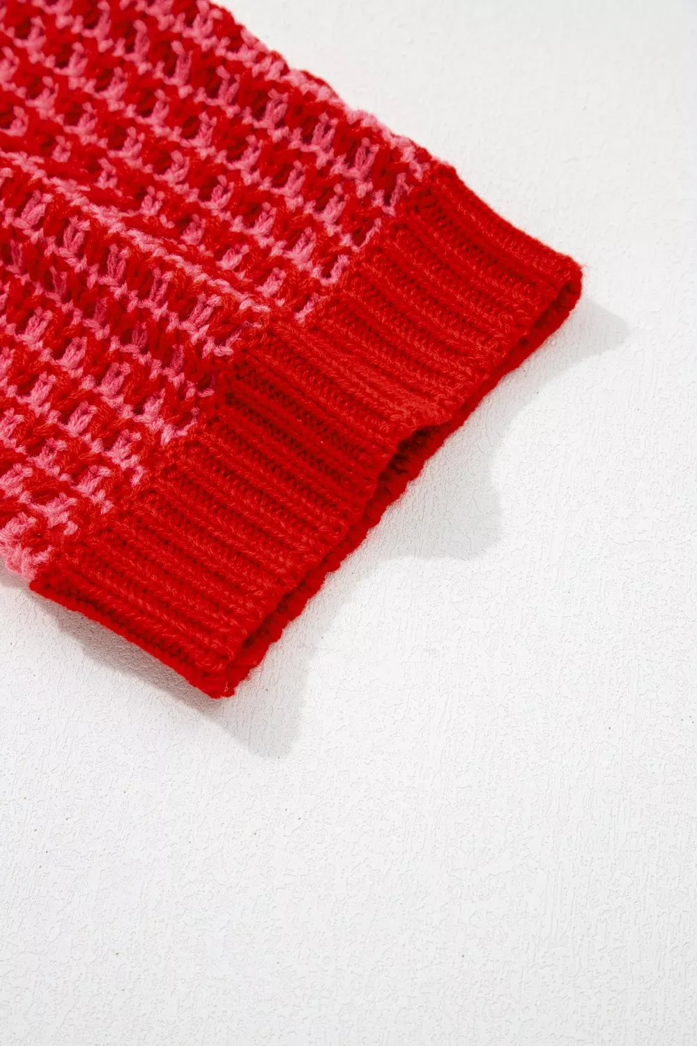Stripe Wavy Crochet Eyelet Detail Ruffle Half Sleeve Sweater, image 8