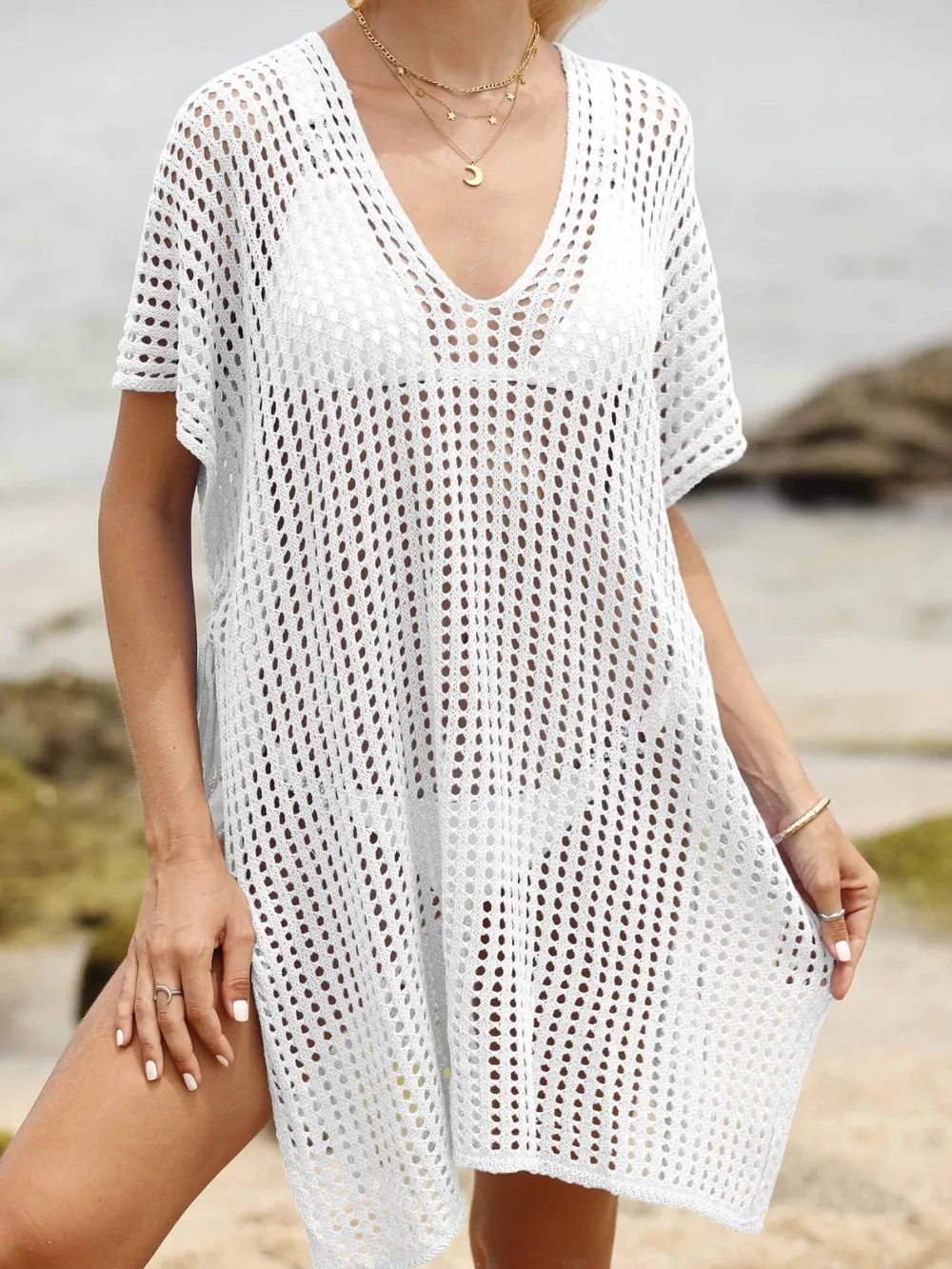 Side Tied V-Neck Cover-Up, image 8