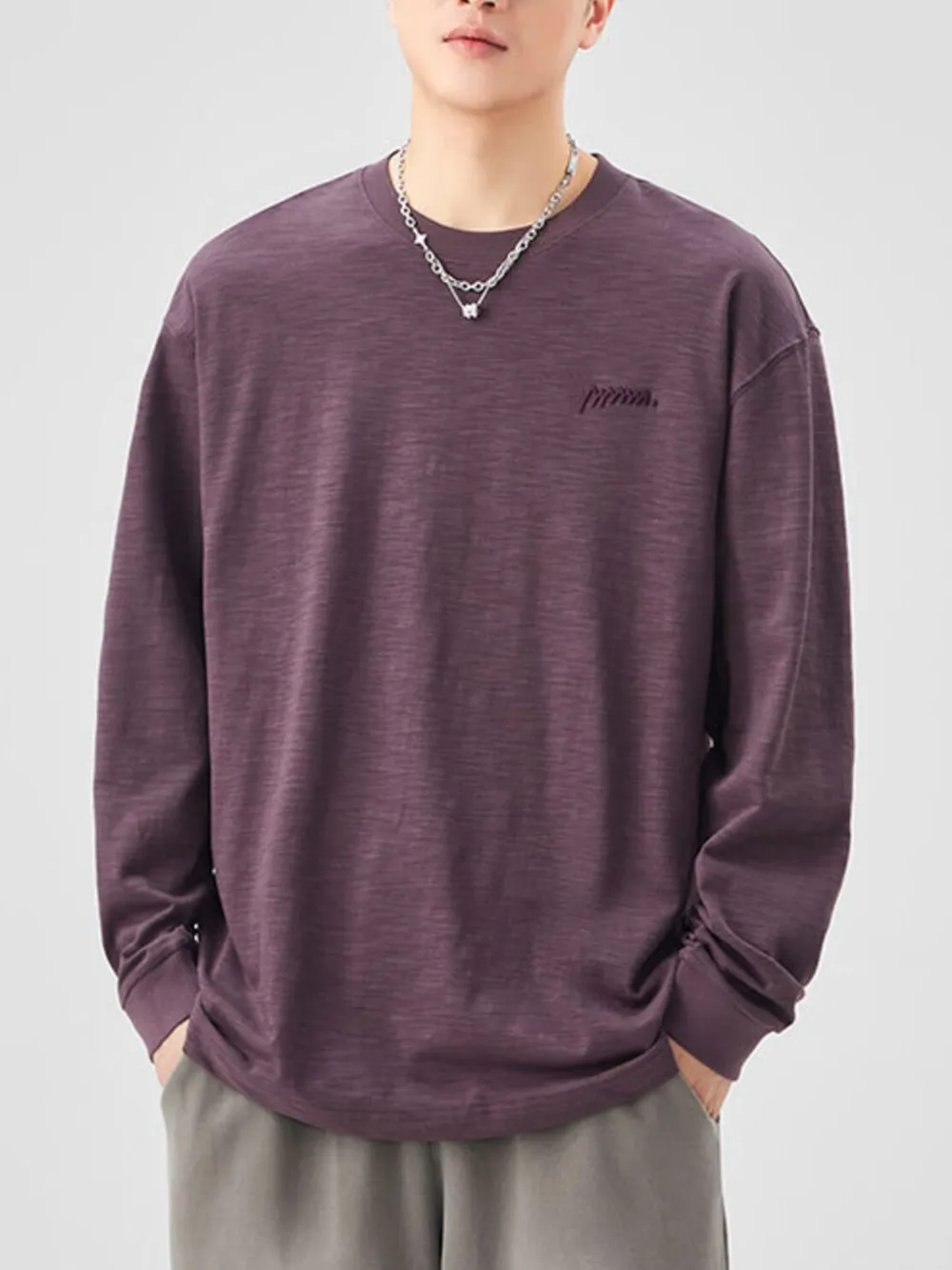 Men's Plus Size Basic Style Oversized Sweatshirt with Embroidered Logo, image 10