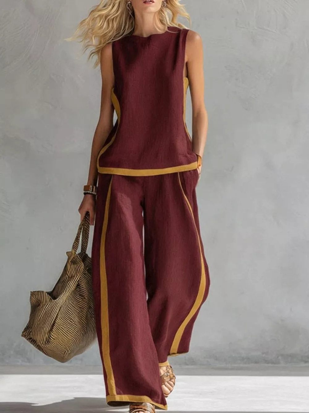 Sleeveless Tank Top and Wide-Leg Pants Set, image 10