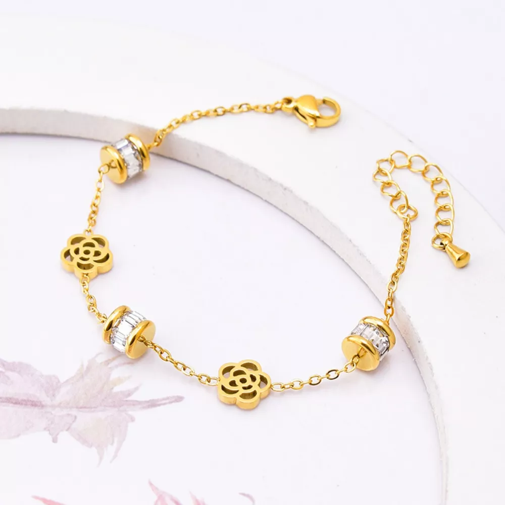 18K Gold-Plated Flower Bracelet, image 5