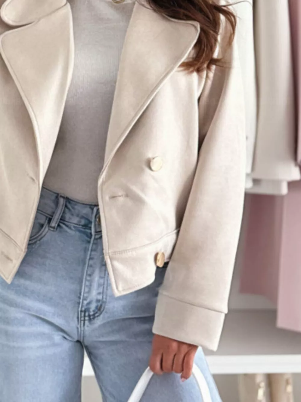 Chic Double-Breasted Cropped Jacket, image 3
