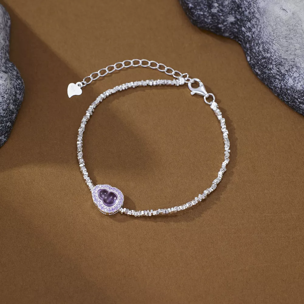 925 Sterling Silver Gourd Charm Bracelet, image 2