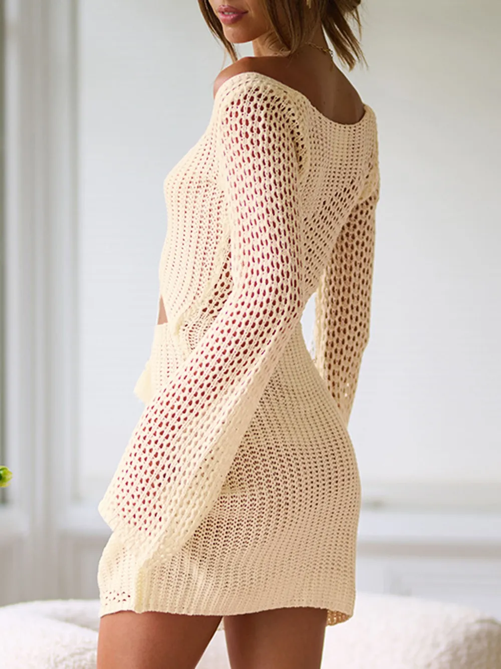 Cutout Lace-Up Long Sleeve Cover Up, image 7