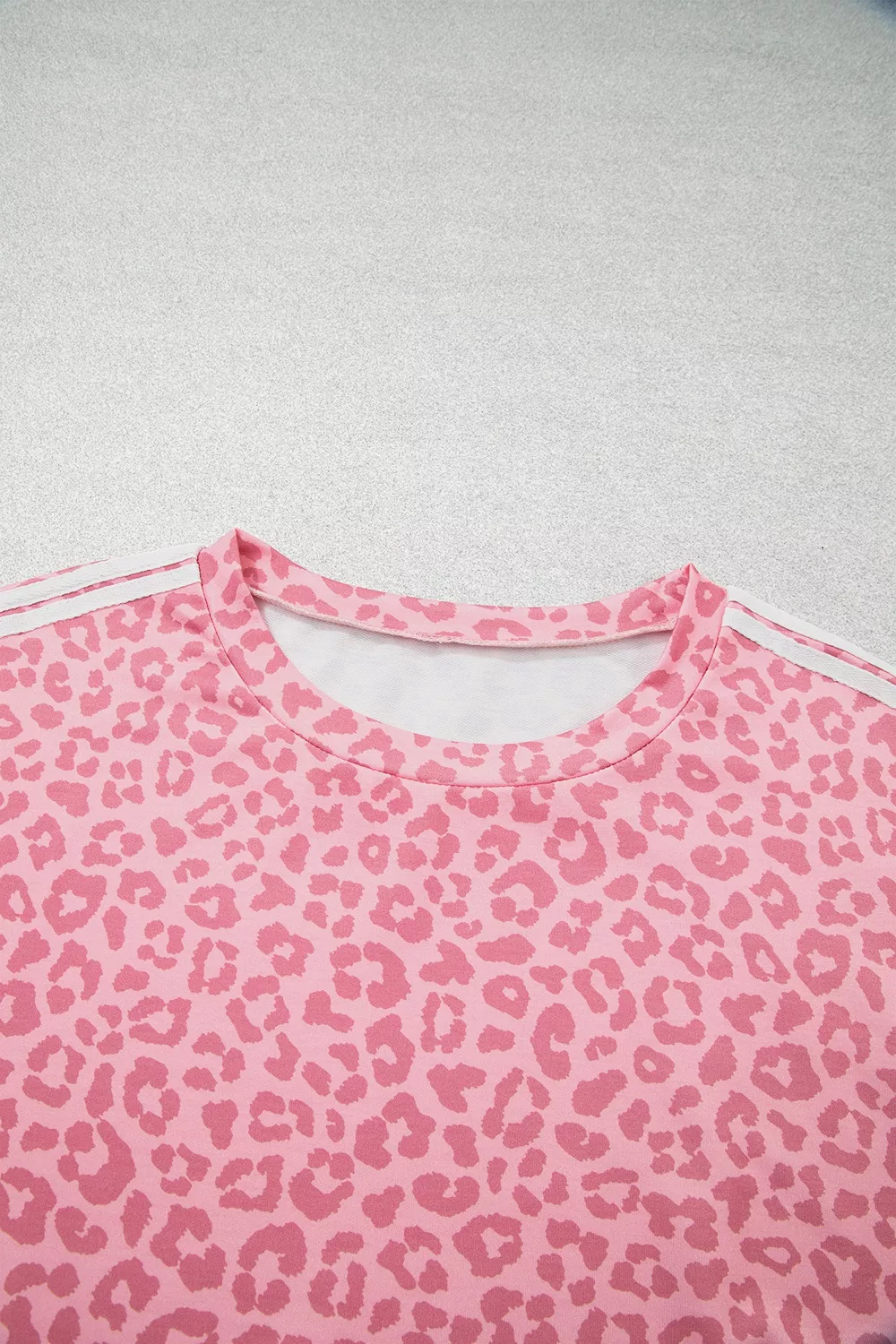 Leopard Print Casual Two-Piece Set with Side Stripes, image 4