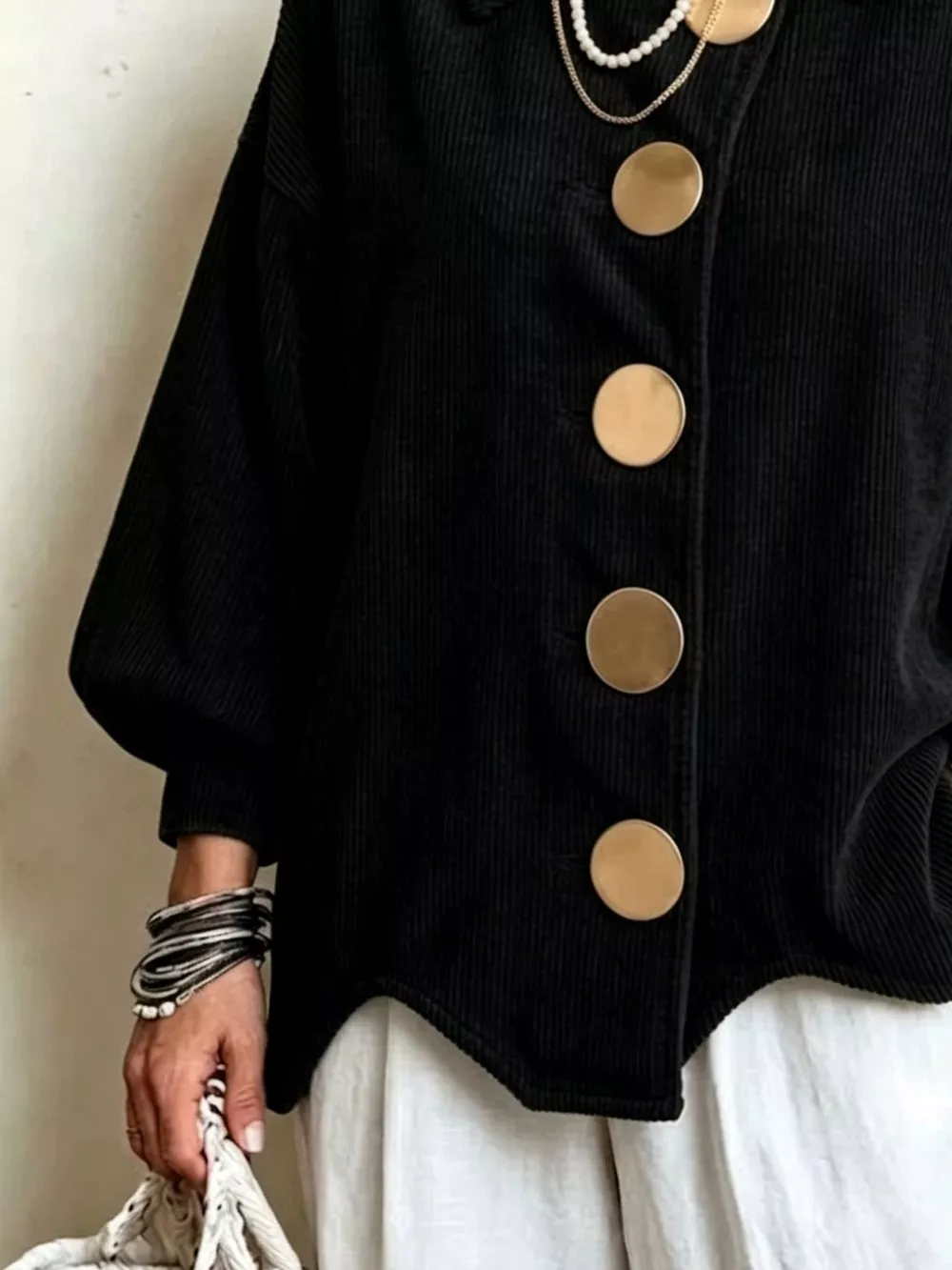 Full Size Corduroy Button-Down Jacket Plus Size, image 6