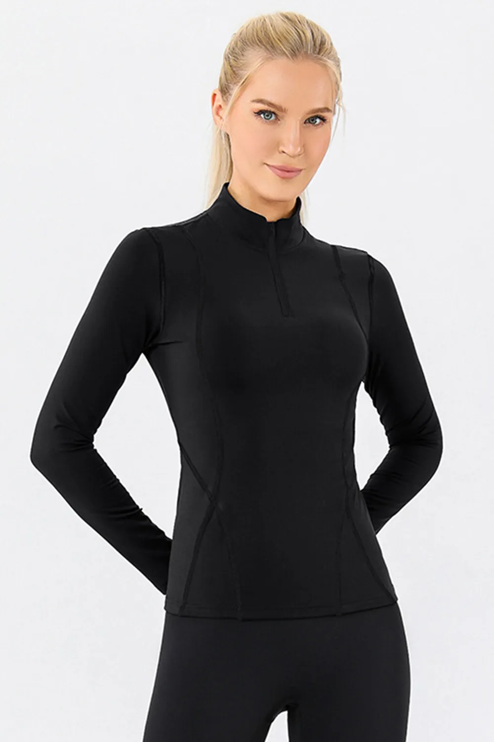 Mock Neck Quarter Zip Active T-Shirt, image 8