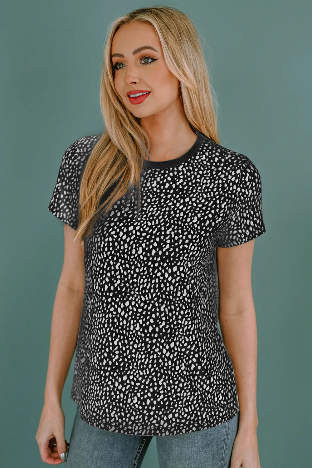 Animal Print Round Neck Short Sleeve T-Shirt, image 18