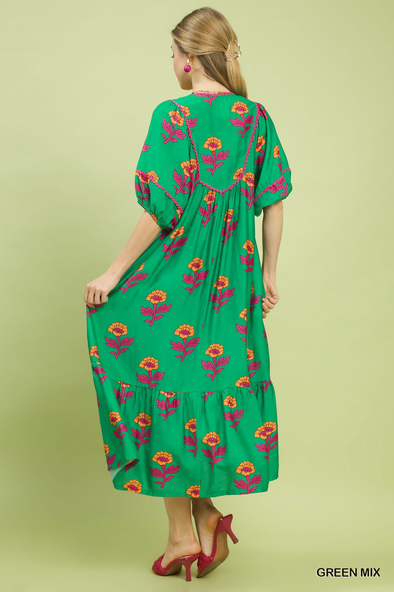 Floral Print Midi Dress, image 3