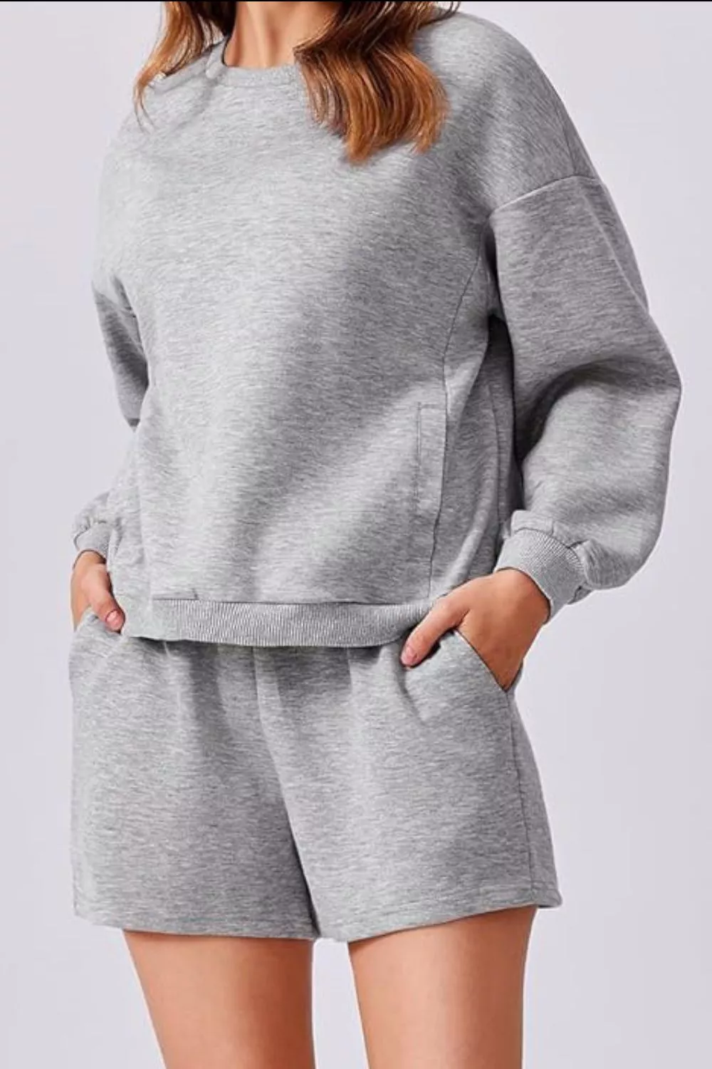 Round Neck Sweatshirt and Shorts Set, image 16