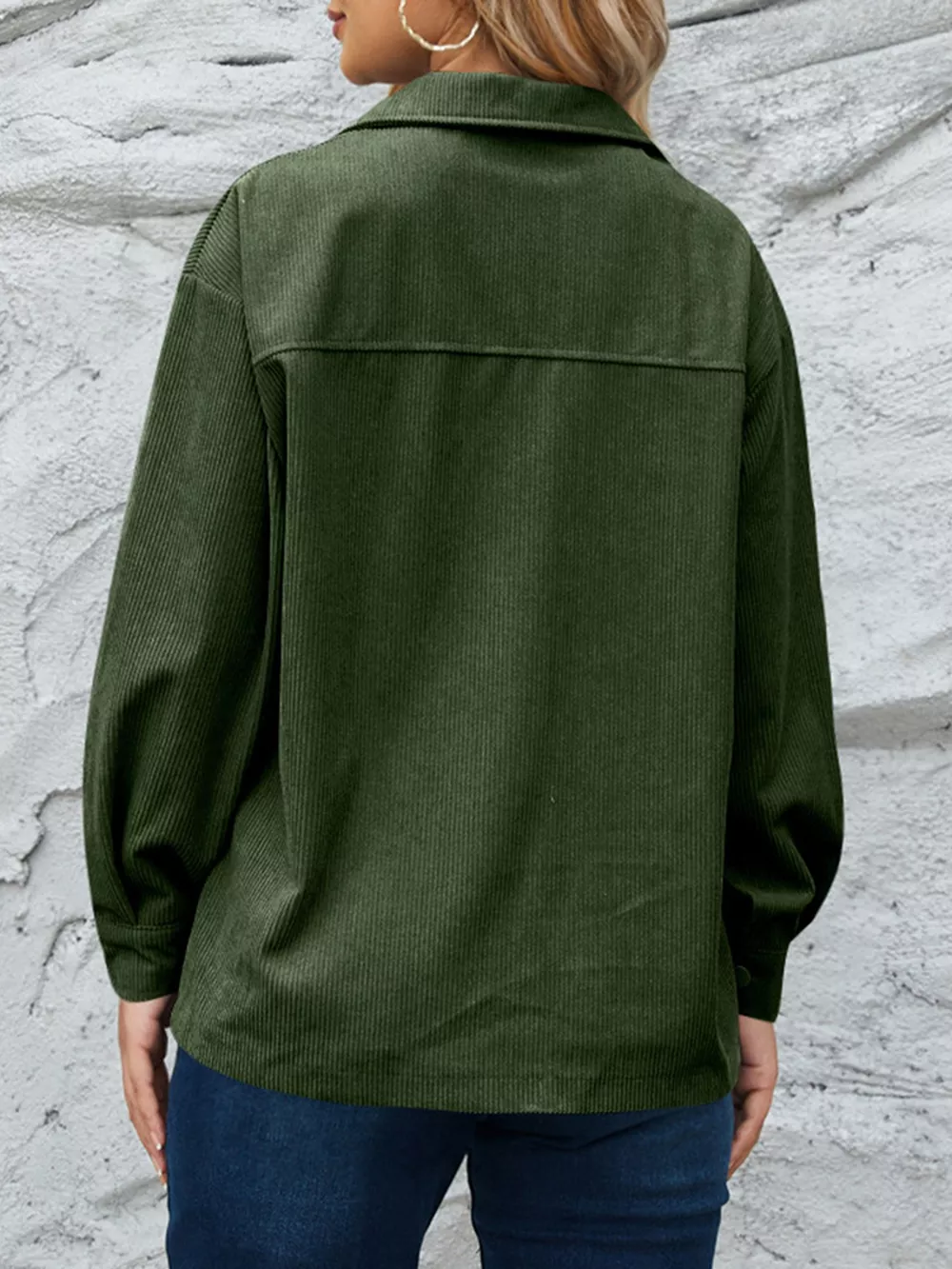 Corduroy Button-Down Shirt with Chest Pockets, image 8