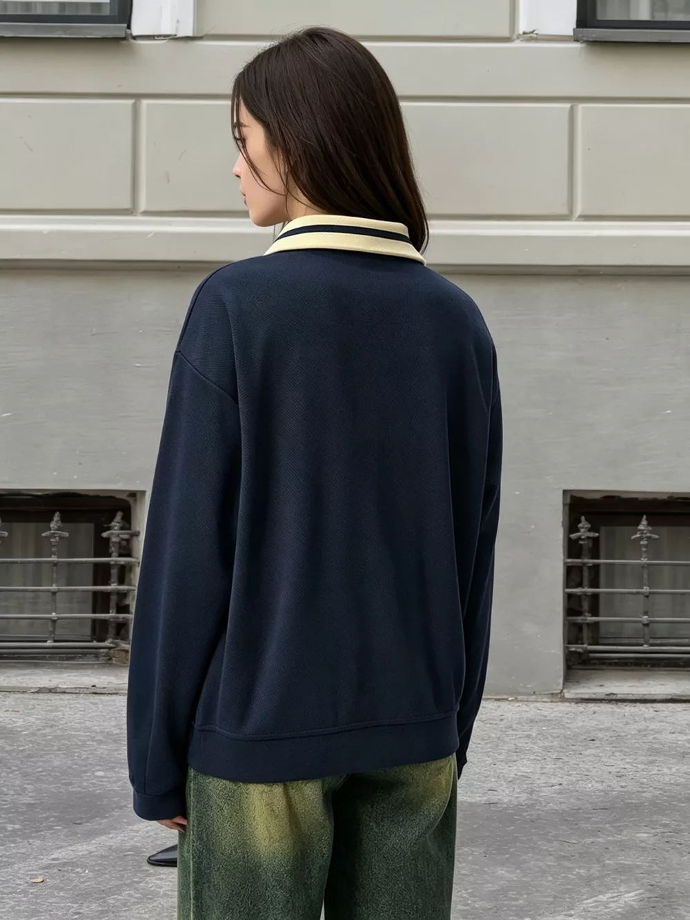 Striped Collar Letter Graphic Sweatshirt, image 4