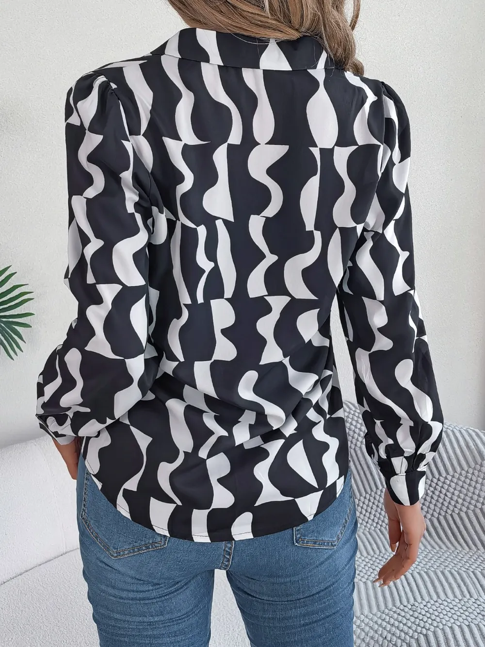 Printed Button Up Long Sleeve Shirt, image 4