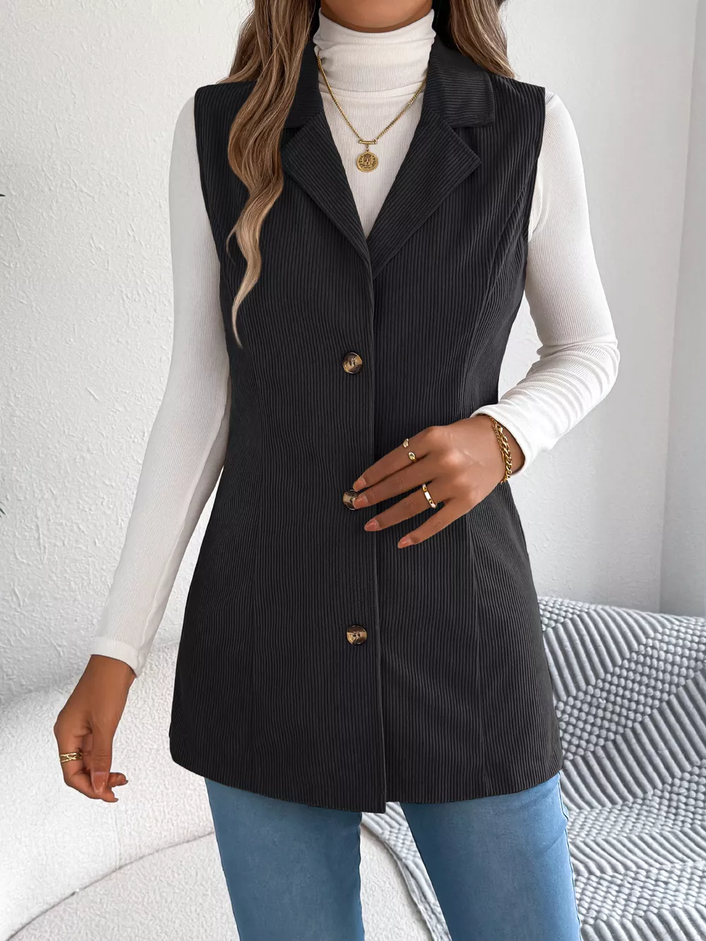 Button-Front Longline Vest Coat, image 17