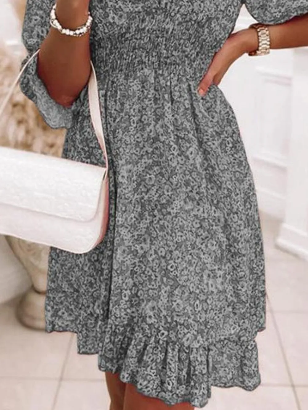 Full Size Ruffled Hem Floral Dress Plus Size, image 14