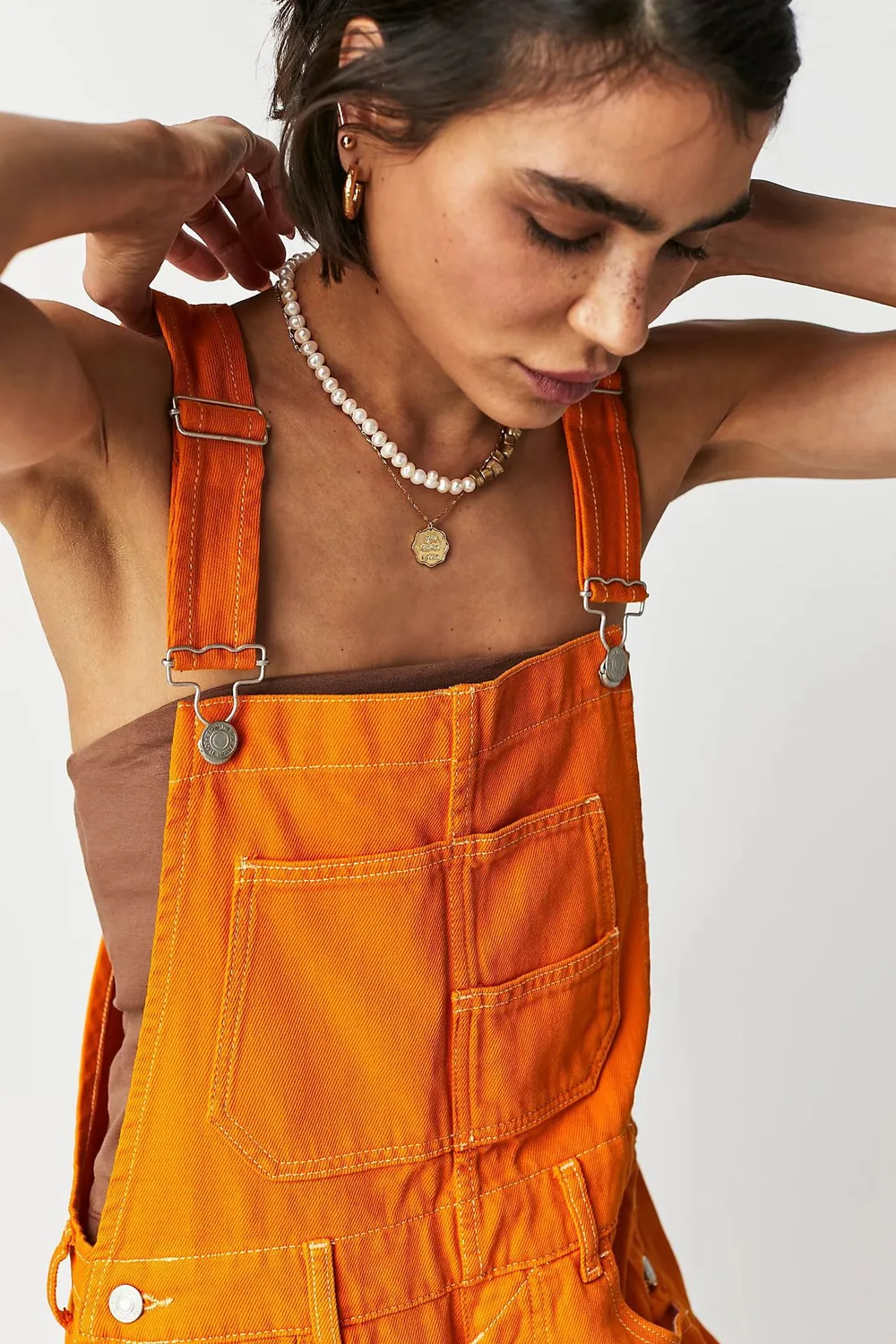 Square Neck Wide Strap Denim Overalls, image 3