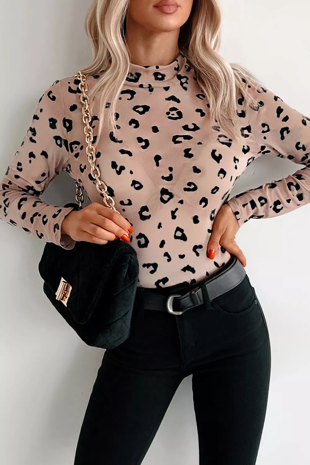Leopard Print Sheer Mesh Bodysuit, image 3