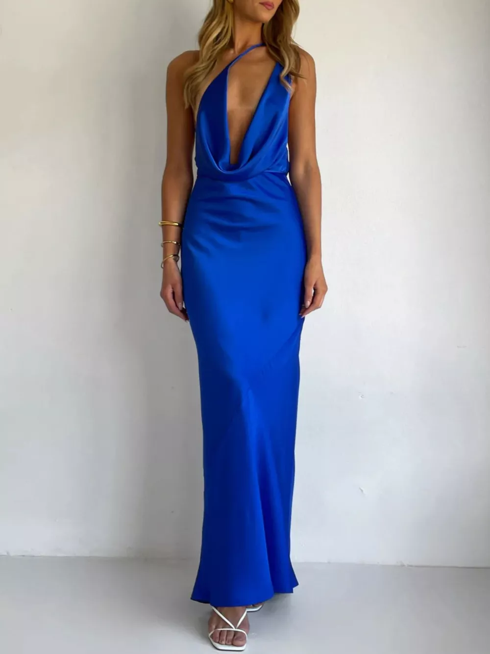 Halter Neck Satin Maxi Dress, image 8