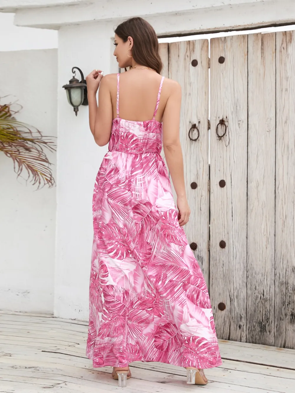 Printed Surplice Spaghetti Strap Dress, image 24