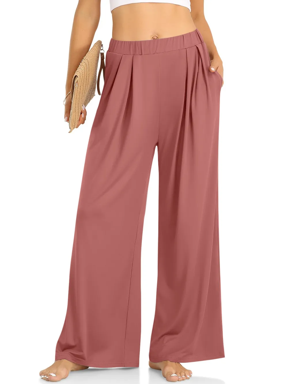 Elastic Waist Wide Leg Pants, image 22