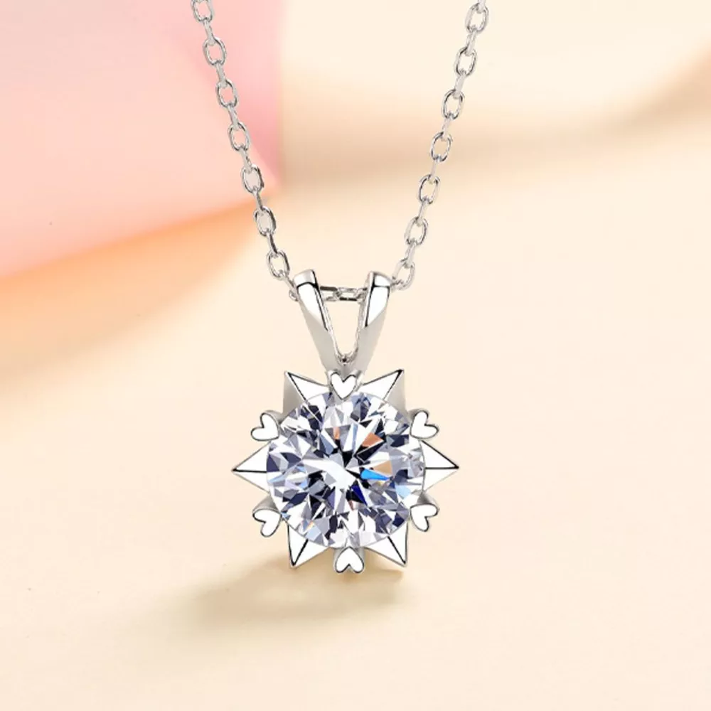 1 Carat 925 Sterling Silver Moissanite Pendant Necklace, image 7