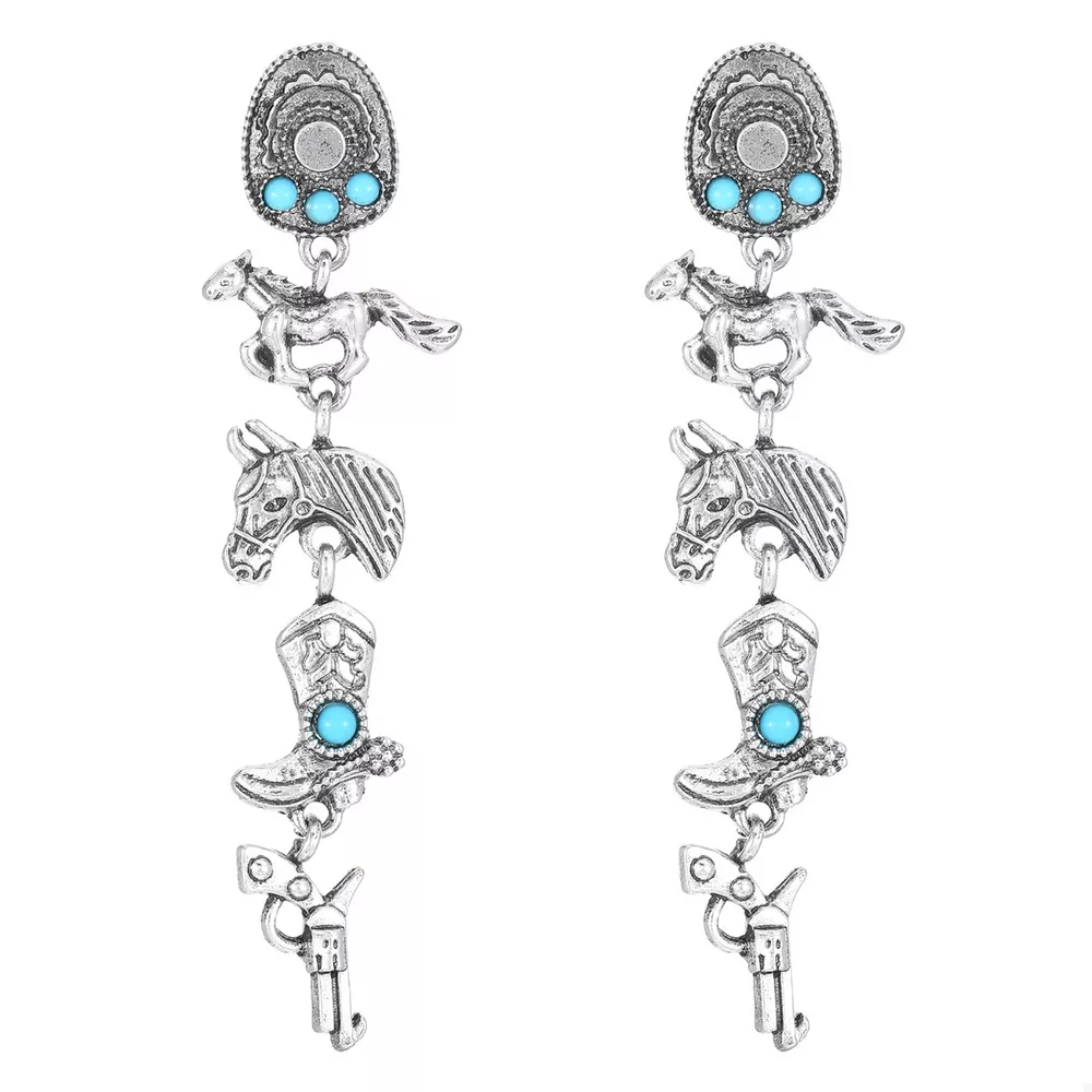 Western Style Turquoise Accent Earrings, image 4