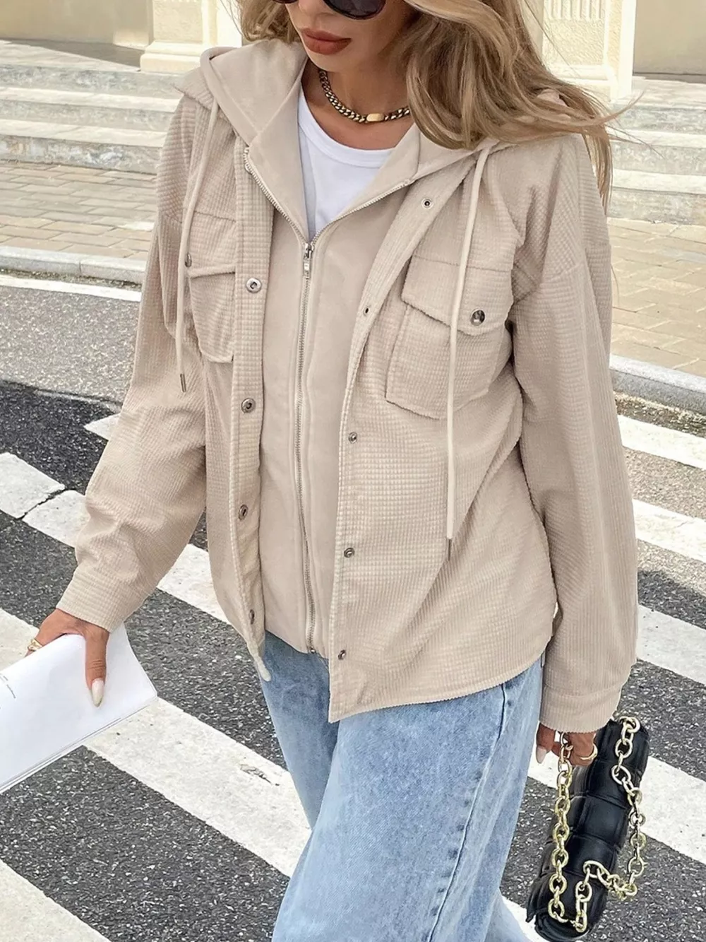 Thermal Knit Textured Hooded Jacket, image 4