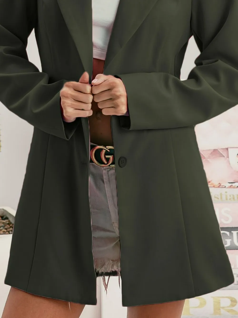 Single Breasted Peaked Lapel Blazer, image 2