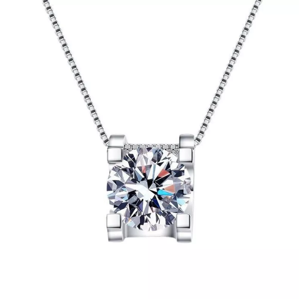 1 Carat 925 Sterling Silver Moissanite Pendant Necklace, image 4