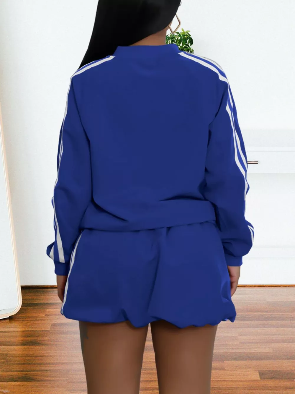 Striped Zip Up Outerwear and Shorts Set, image 4