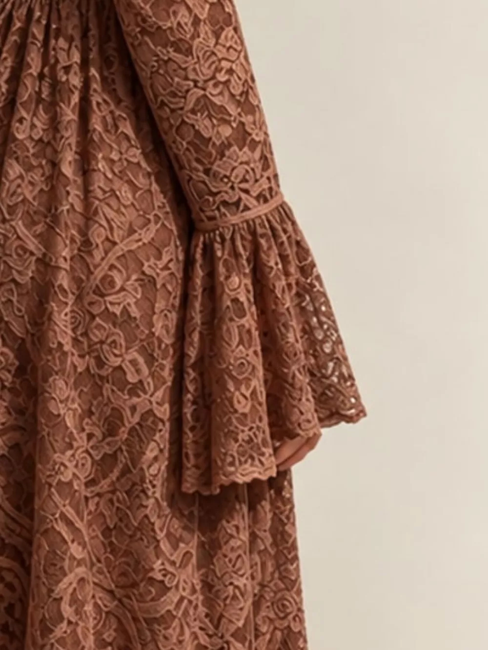 V-Neck Lace Flare Sleeve Maxi Dress, image 7