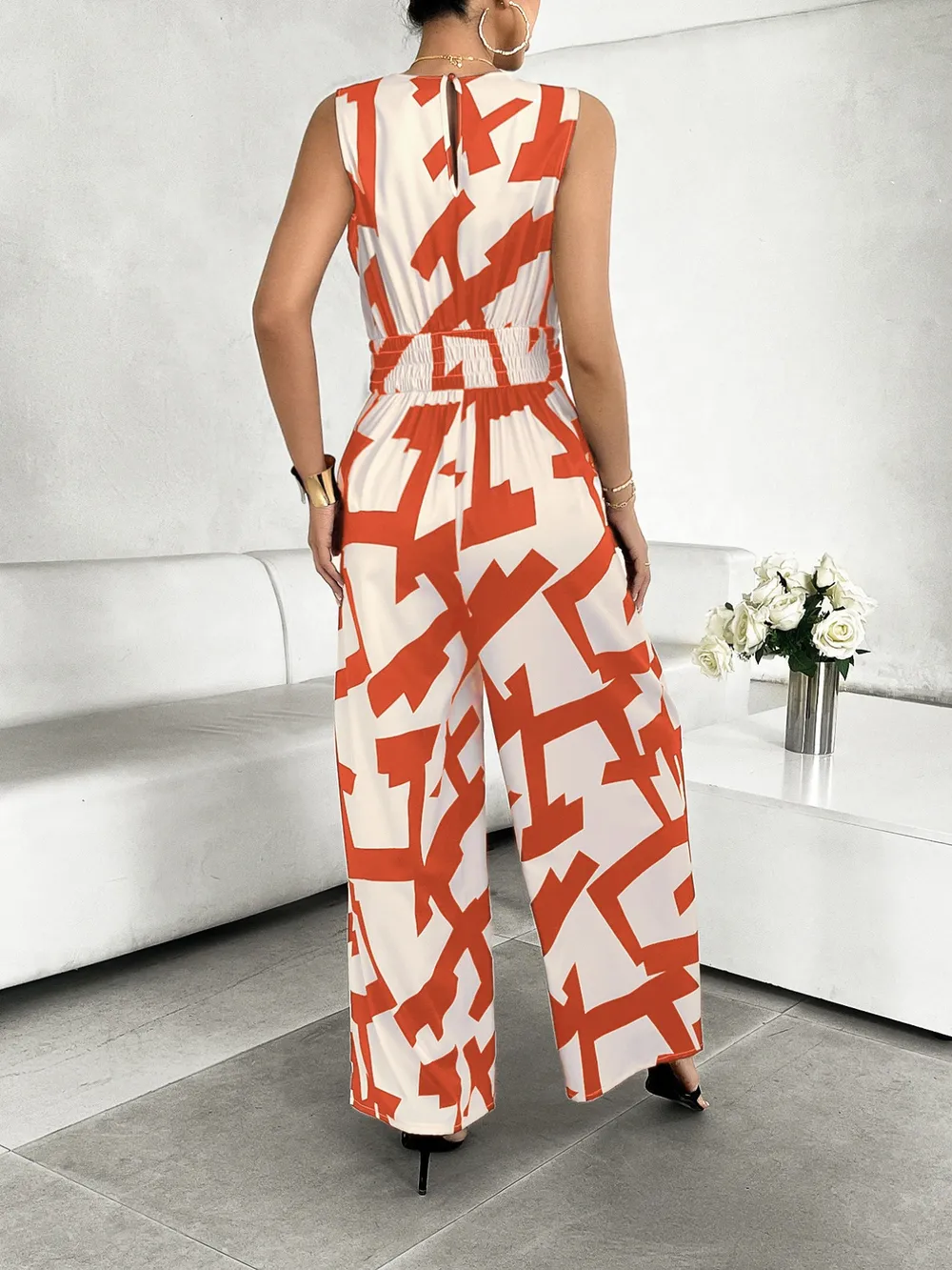 Printed Wide Leg Jumpsuit, image 5