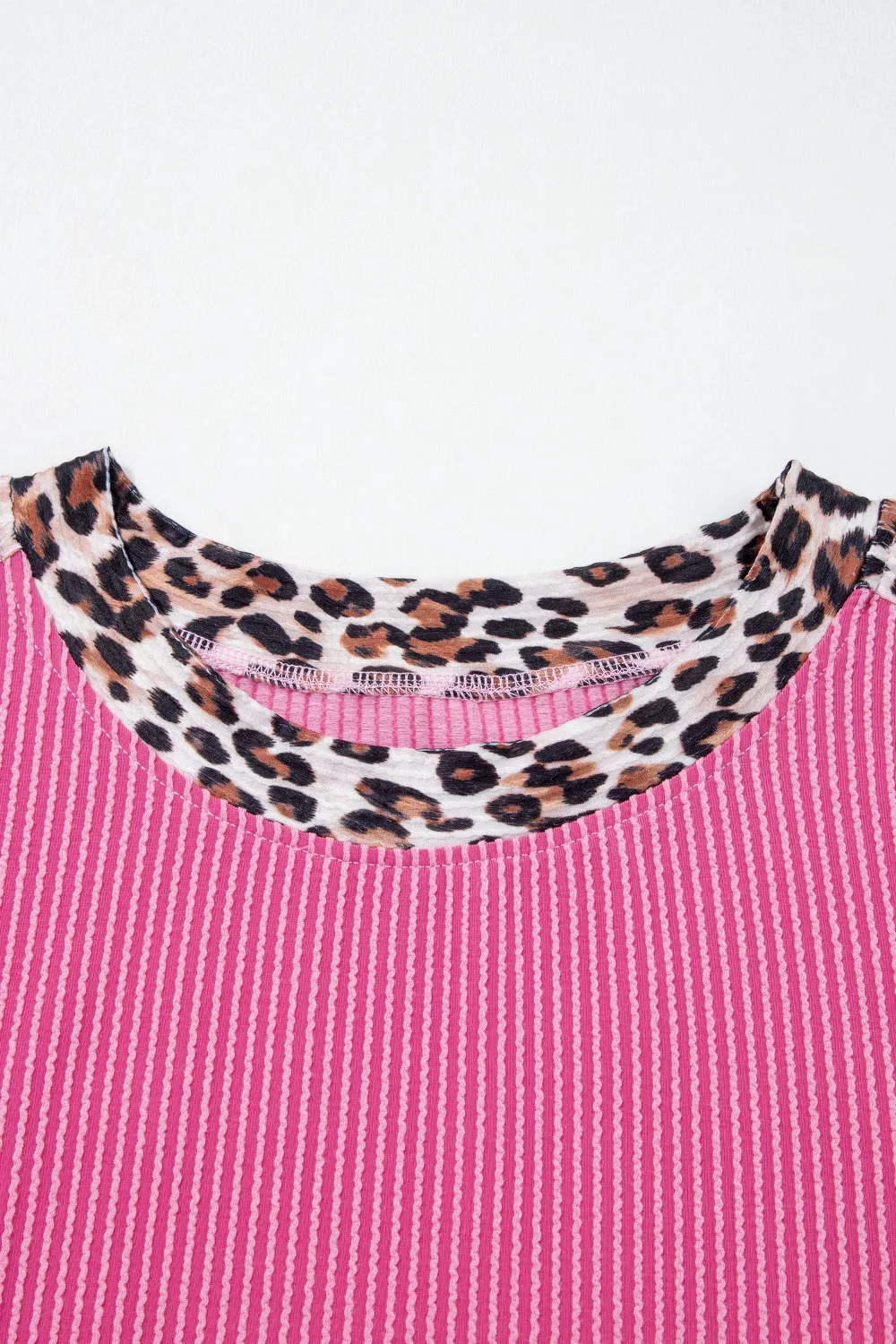 Leopard Trim Twist Ribbed Top and Shorts Set, image 7