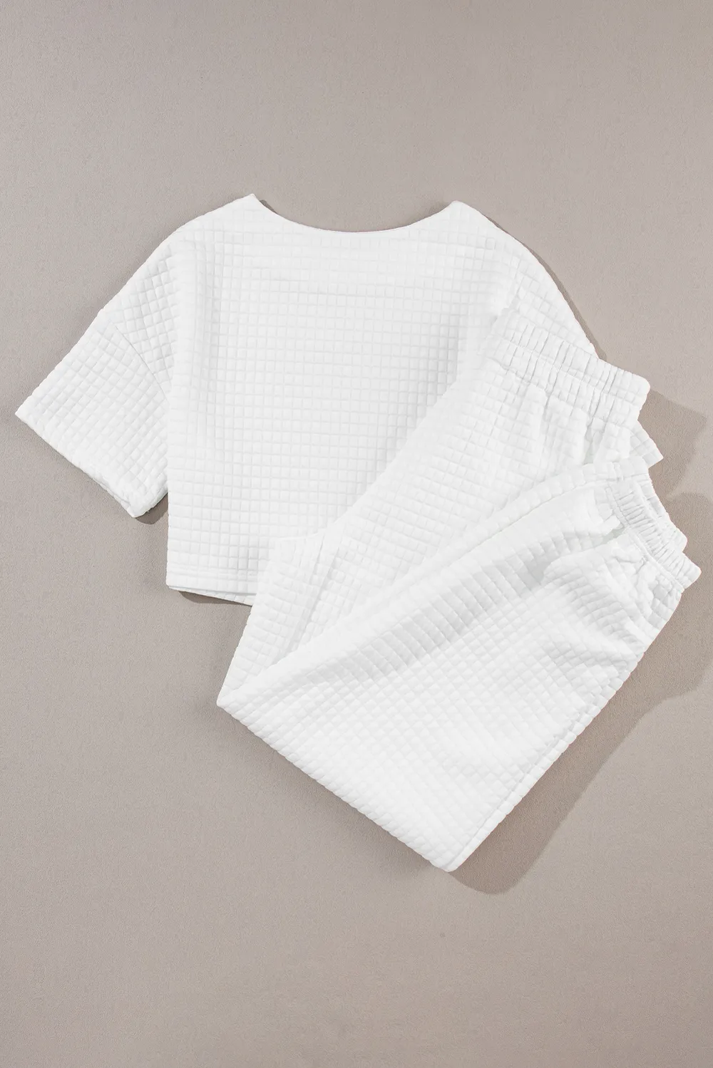 Round Neck Short Sleeve Top and Elastic Waist Pants Set, image 6