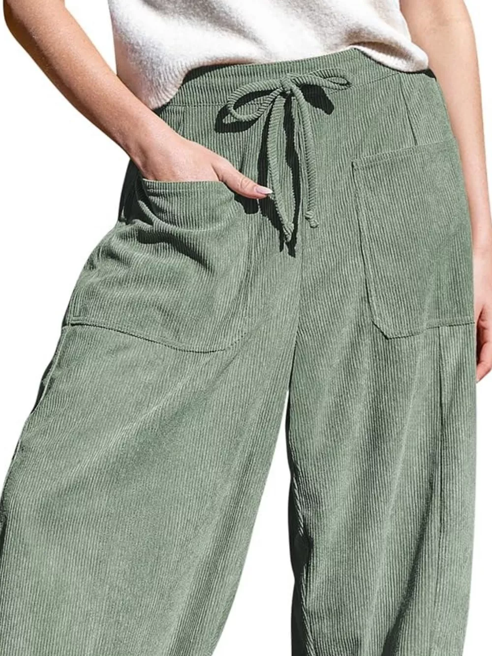 Casual Corduroy Wide Leg Pants with Pockets, image 7