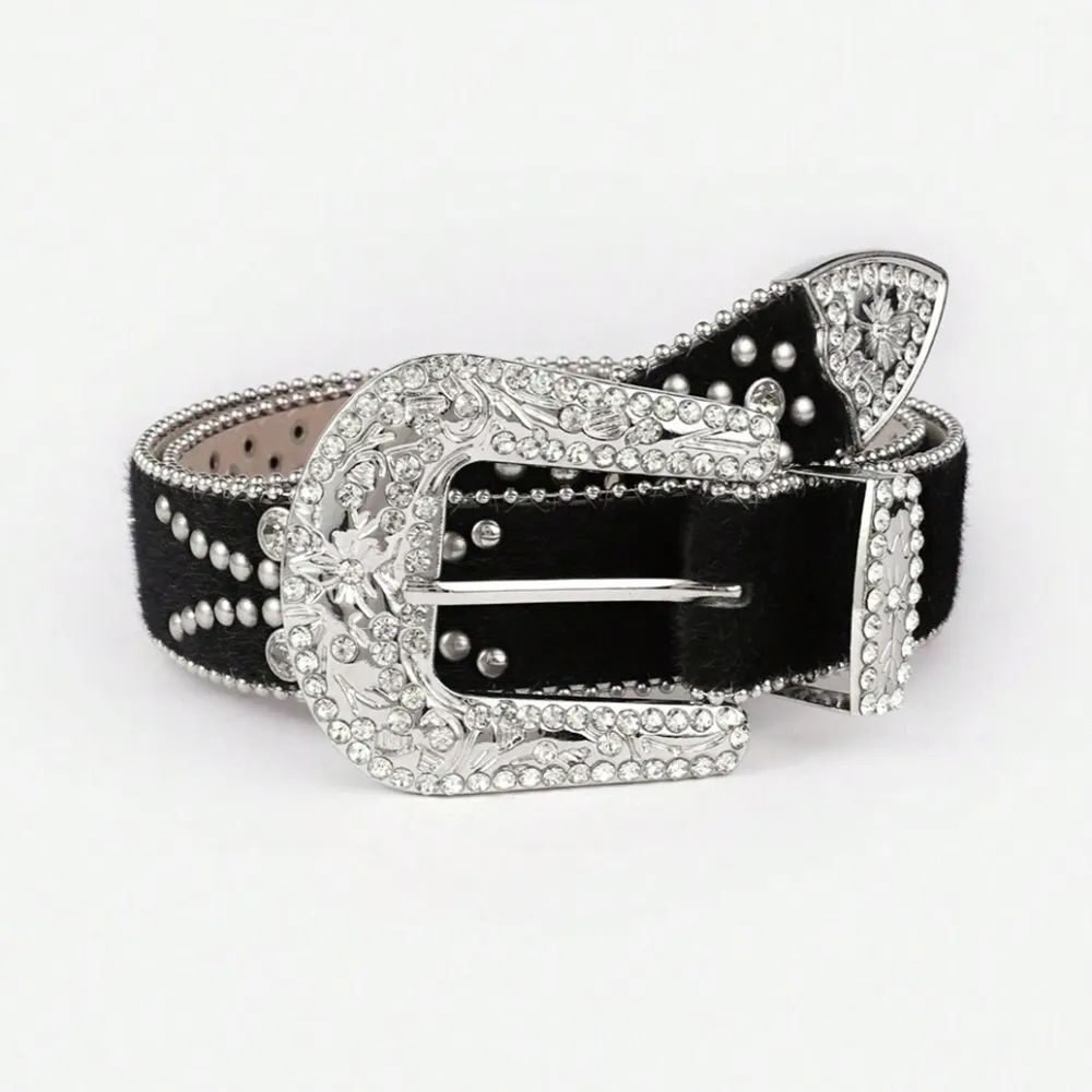 PU Leather Inlaid Rhinestone Belt, image 3