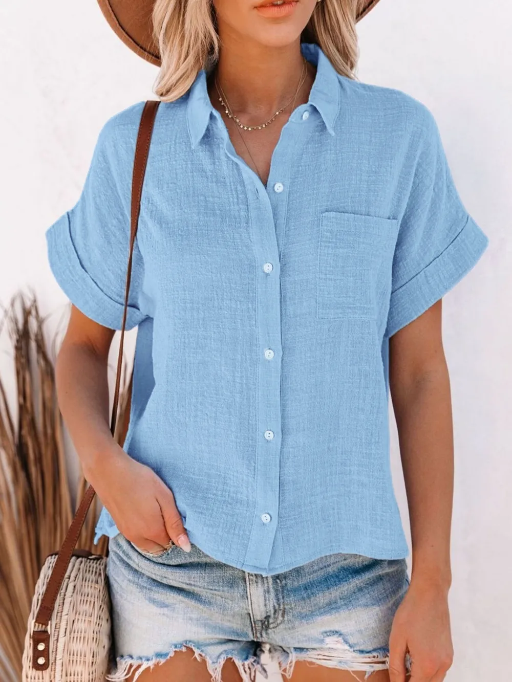 Full Size Button Up Short Sleeve Shirt Plus Size, image 8
