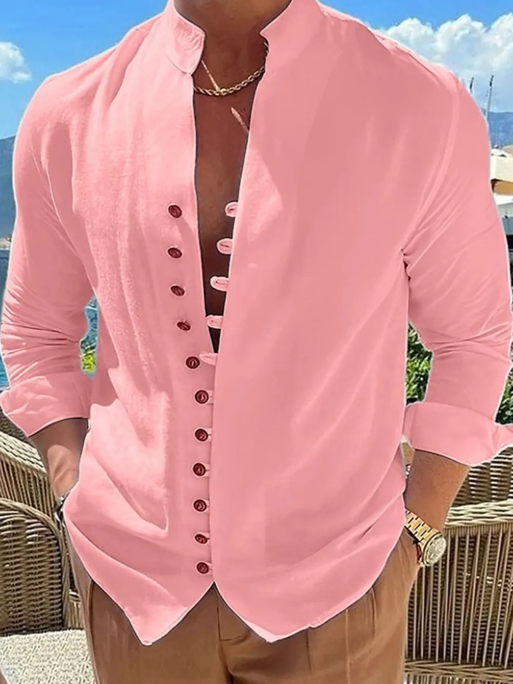 Men's Full Size Button Front Long Sleeve Shirt Plus Size, image 3