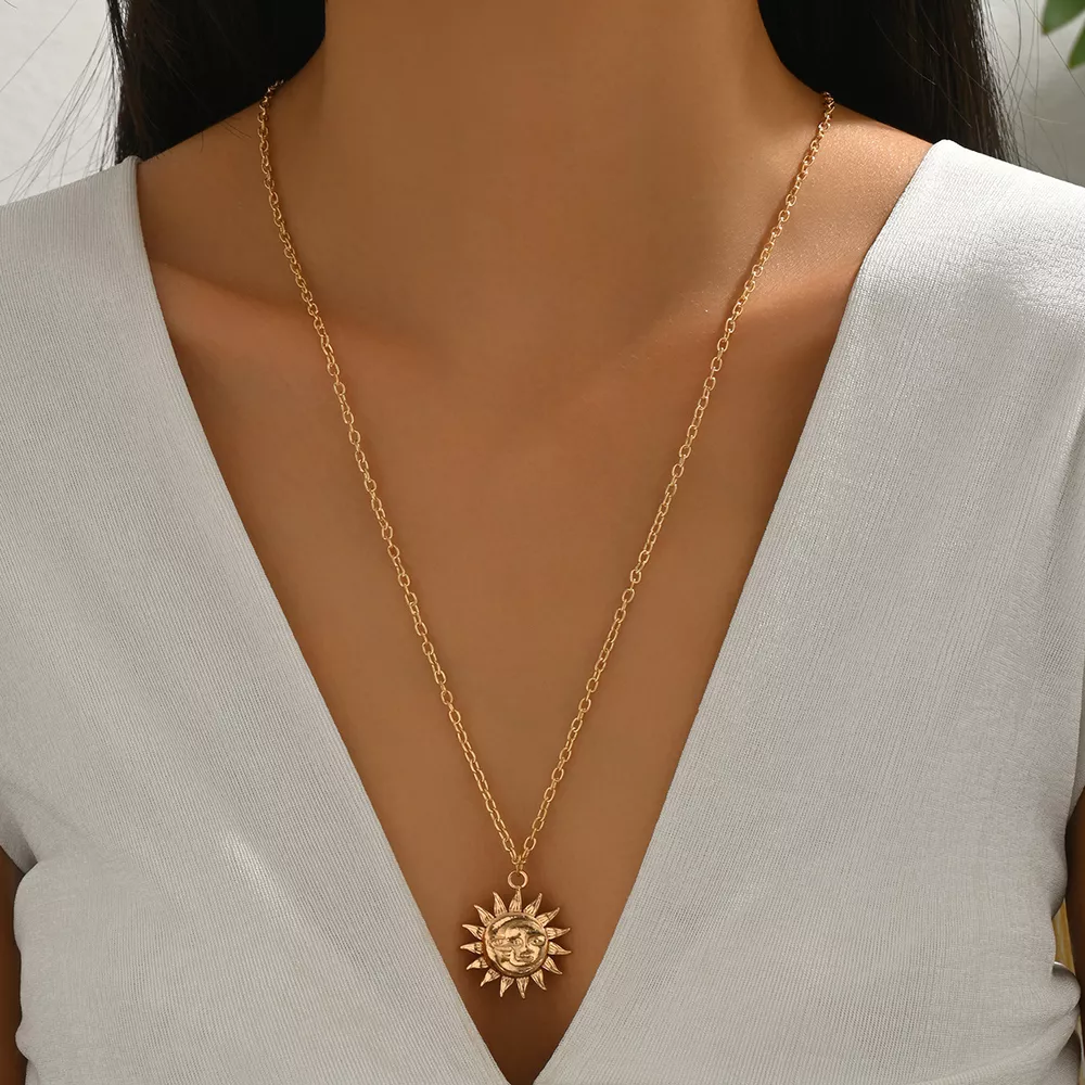 18K Gold-Plated Sunburst Pendant Necklace, image 5