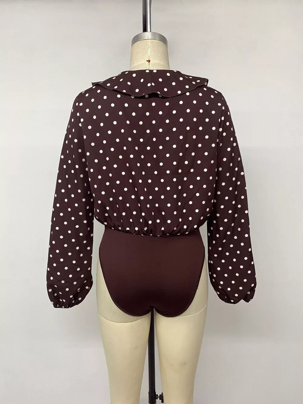 Polka Dot Ruffled V-Neck Bodysuit, image 14