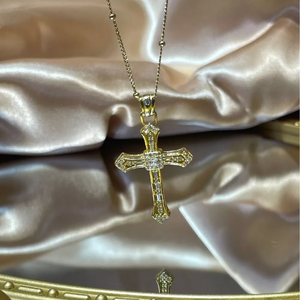 18K Gold-Plated Cross Pendant Necklace, image 4