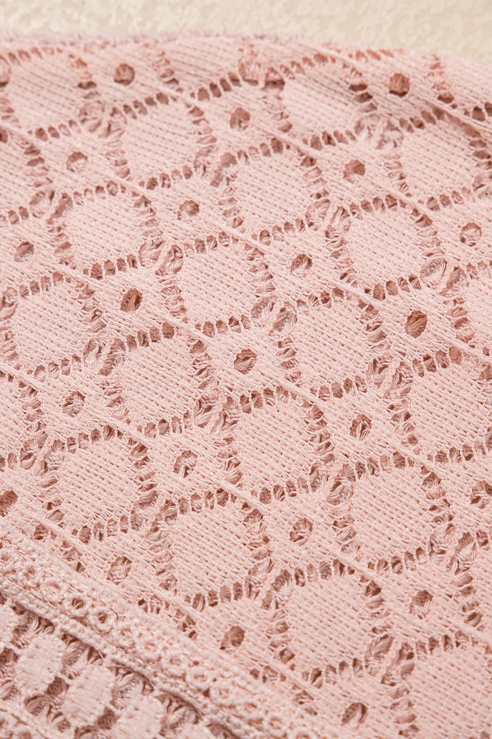 Lace Patchwork Waffle Short Sleeve Knit Top, image 12